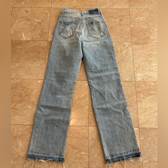 MOTHER High Waisted Tunnel Vision Sneak Undone Hem Straight Leg Jeans, Size 25 - Picture 6 of 10